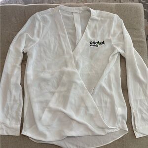 White Cricket Wireless Wrap Blouse